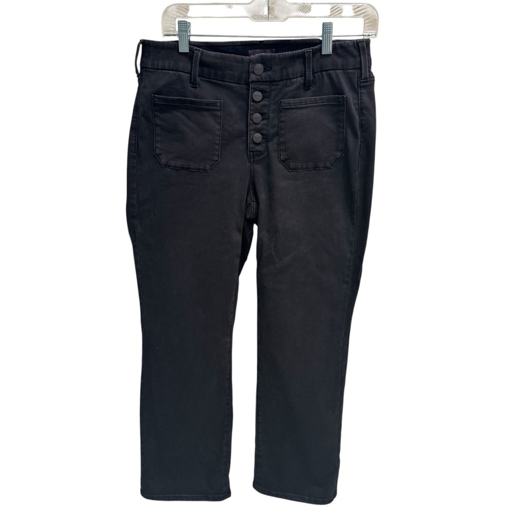NYDJ Jeans Women S Black Marilyn Straight Lift Tuck Stretch High Rise Button Fly